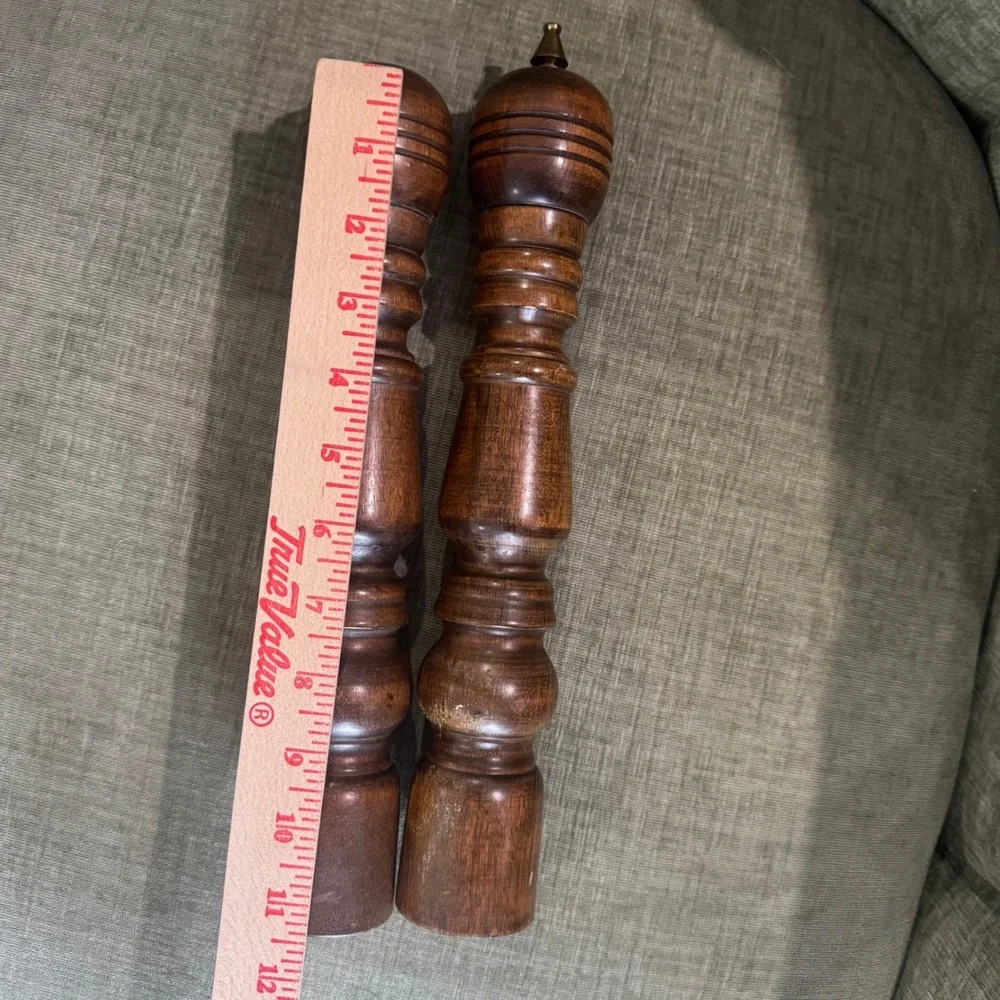 Vintage‎ Dark Wood Salt Shaker and Pepper Mill Set Gailcraft Japan 11 in MCM
